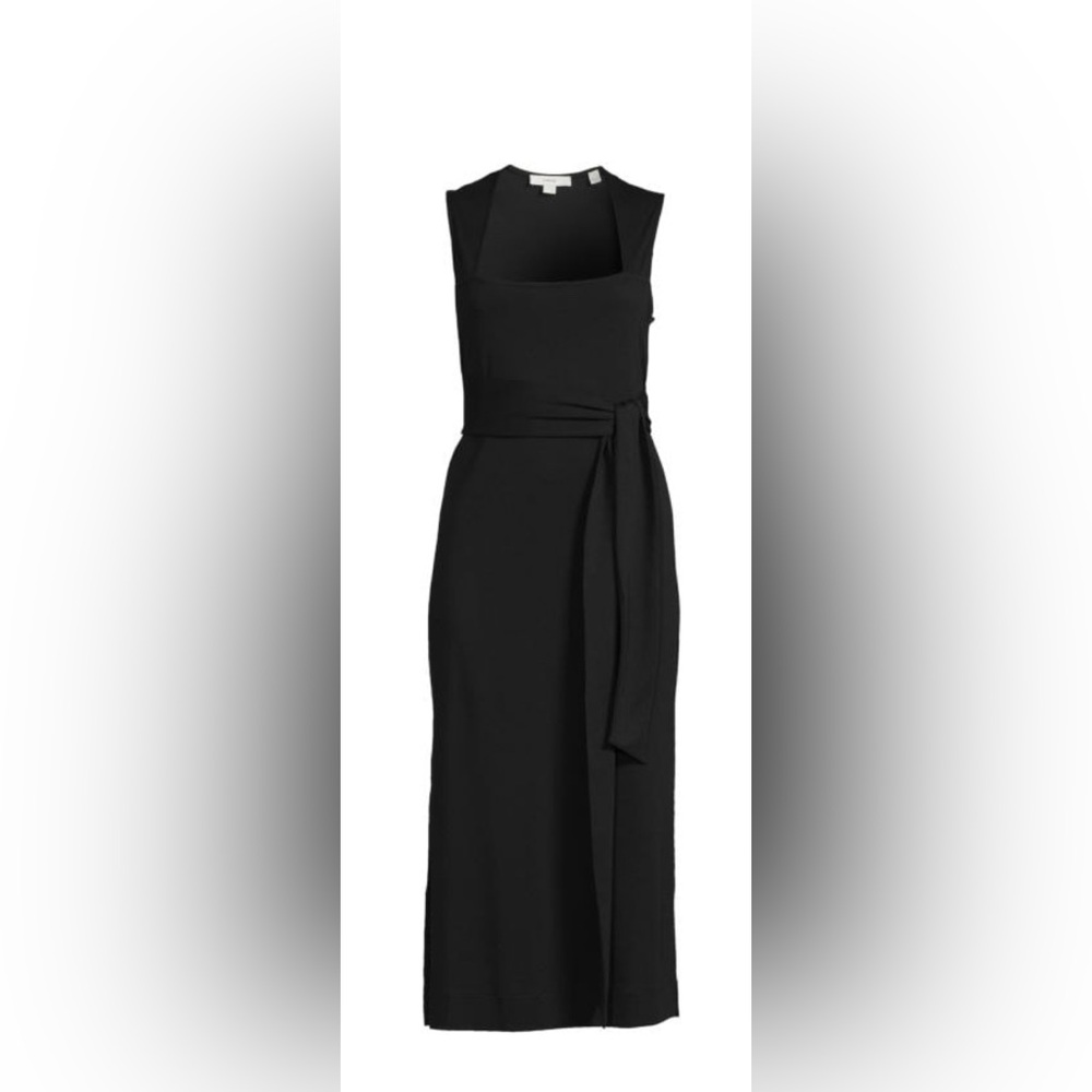 Vince Midi Dress in Black Belted Pima Cotton